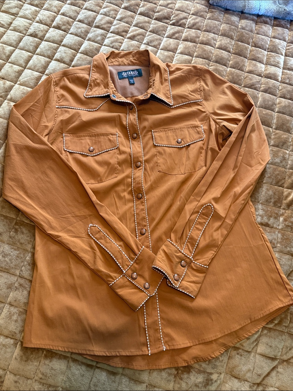 Shyanne Rust Orange Western Button-Down Shirt-fishing style